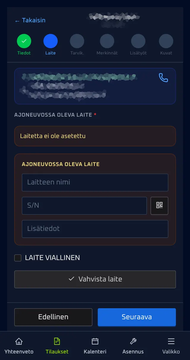 ERP mobiilinäkymä
